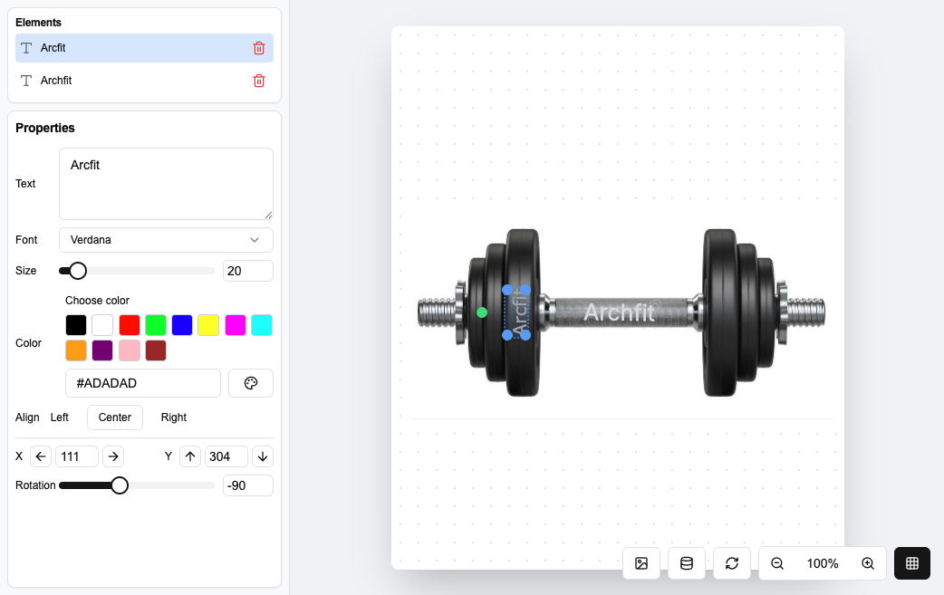 Gym accessory customization preview